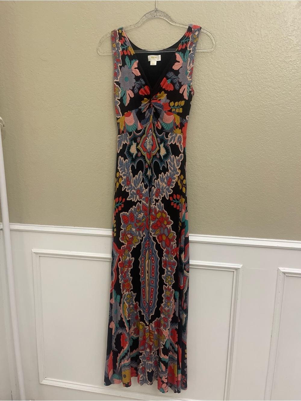 Anthropologie Maeve Camilla Twist Front Floral Maxi Dress Small Soft Jersey Knit